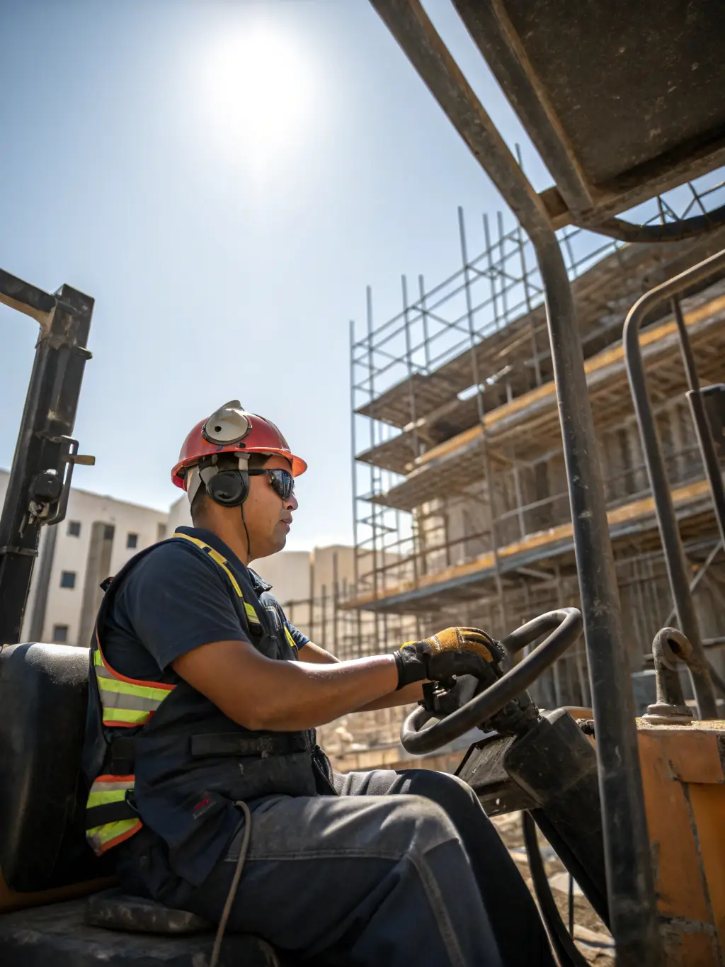 A picture of a worker using a soil compactor on a construction site. The image should convey the importance of soil compaction in construction.