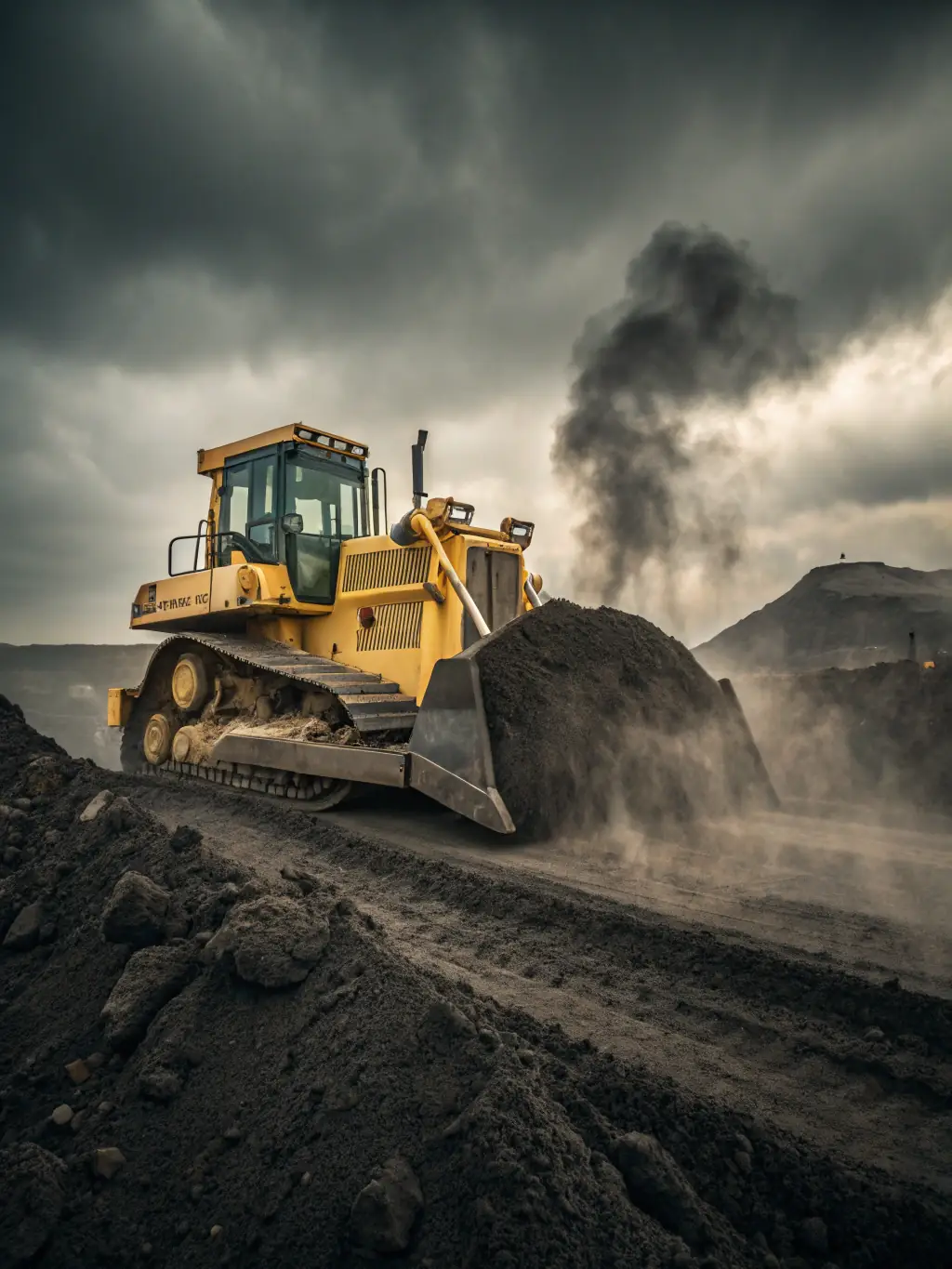 An image of a bulldozer leveling a plot of land, preparing it for construction. The image should convey the precision and power of the equipment.